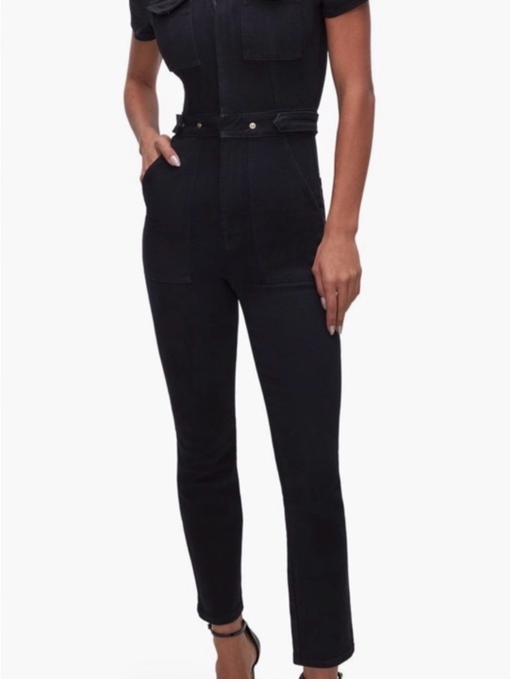 GOOD AMERICAN Black Utility Jumpsuit